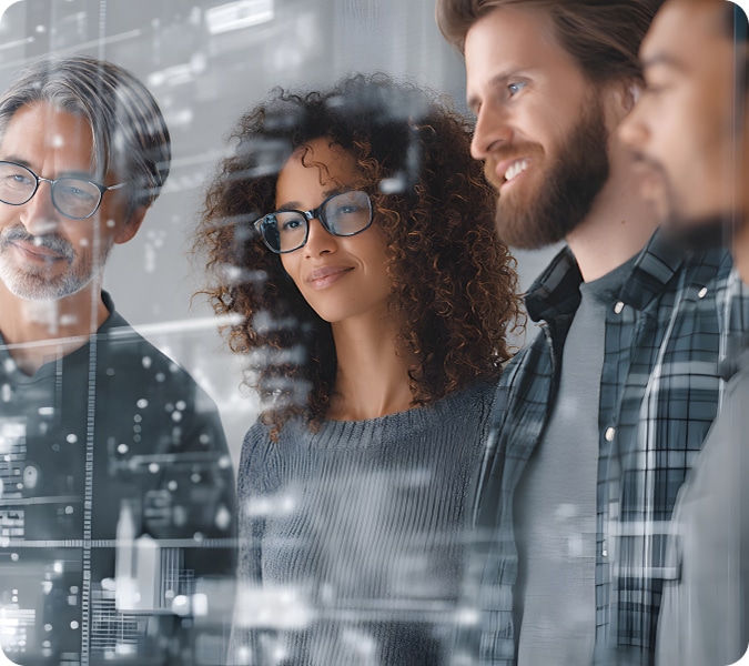 Several people attentively watching a computer screen, sharing insights and reactions in a collaborative setting