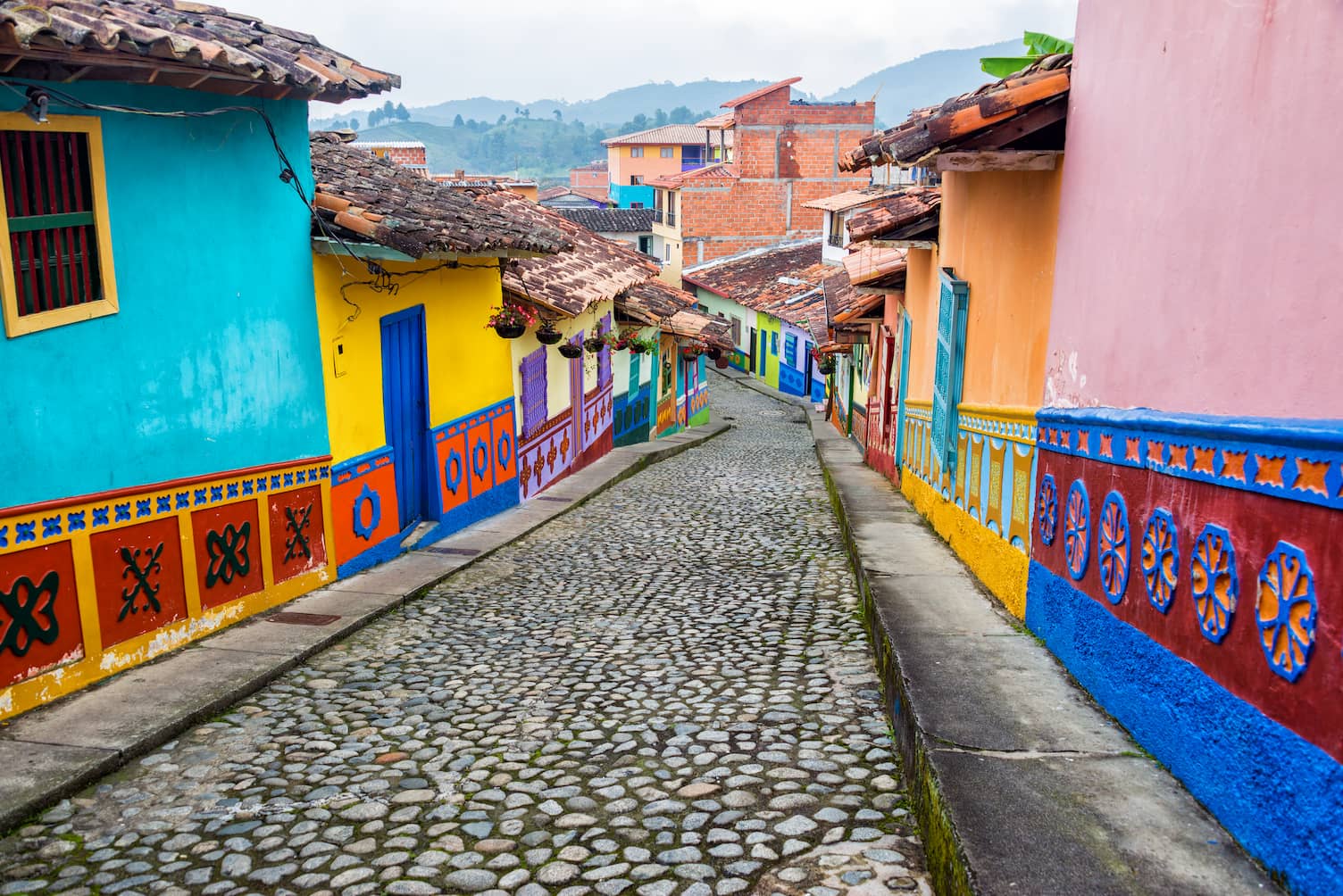 colourful street in Colombia